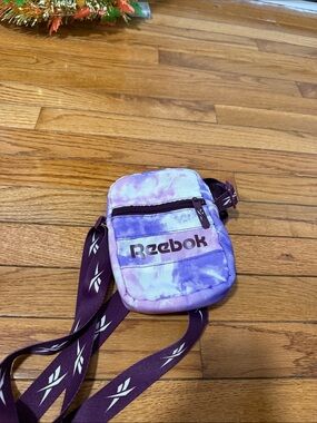 Reebok Purple Tie-Dye Crossbody Pouch with Logo Strap